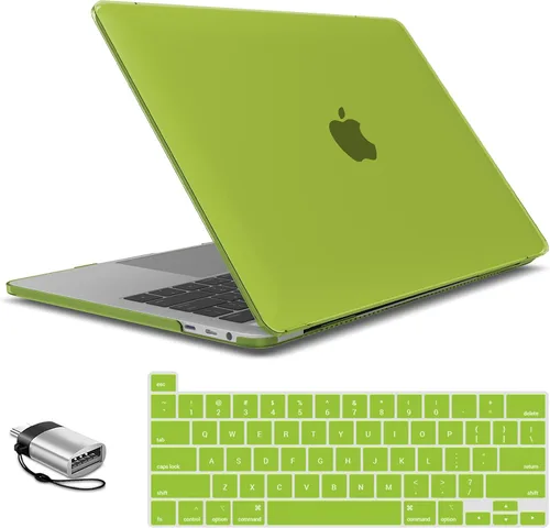 Vista 15 de IBENZER - Carcasa rígida de tacto suave para MacBook Pro de 13 pulgadas con Touch Bar y Touch ID, con funda de teclado y adaptador Type C
