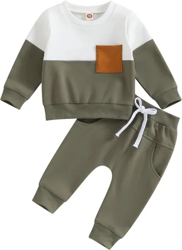 Vista 40 de Conjunto de sudadera de manga larga con cuello redondo y pantalones deportivos para bebés, ropa de invierno para bebé
