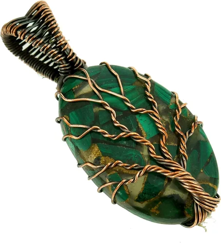 Vista 12 de Tree Of Life Natural Gemstone Pendant Copper Wire Wrapped Jewelry Necklace
