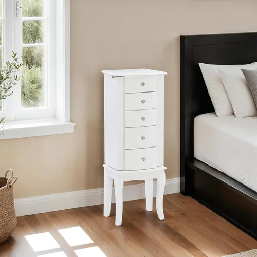 Vista 16 de Powell Muebles Joyería Armario, Blanco, 13"x 9.375"x 35.5