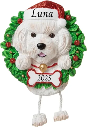 Vista 13 de Adornos personalizados para árbol de Navidad 2024 para mascotas – Razas de perros Beagle – Adorno personalizado de Feliz Navidad – Recuerdo