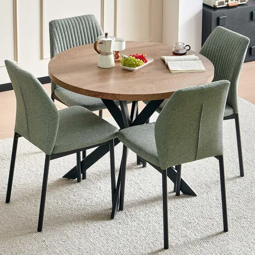 Vista 19 de Juego de 2 sillas de comedor de piel sintética marrón, cómodas sillas de cocina tapizadas sin brazos con patas de metal negro para sala de estar