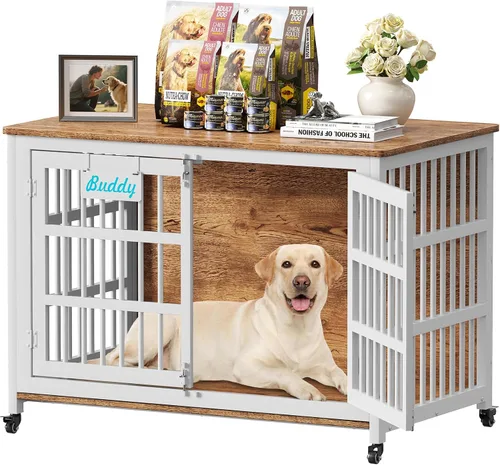 Vista 16 de EasyCom Jaula para Perros de Alta Resistencia para Interior con Etiqueta de Nombre, Mueble de Jaula para Perros de 27 Pulgadas para Perros Pequeños