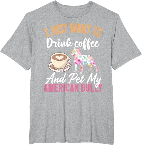 Vista 31 de I Just Want to Drink Coffee and Pet My American Bully Camiseta, Negro, S