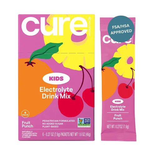 Vista 12 de Cure Hydration - Kids Electrolyte Drink Powder Classic Grape 14 Packets
