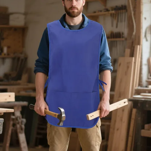 Vista 6 de 2 delantales de trabajo para adultos, para hombres y mujeres, resistentes al aceite, delantales de cocina y barbero con bolsillos, uniformes