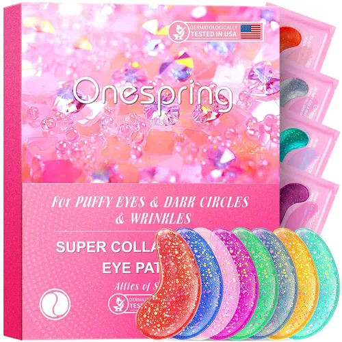 Vista 22 de Onespring Almohadillas de gel para ojos (24 pares) – Parches debajo de los ojos para ojos hinchados, arrugas, ojeras, geles de colágeno natural
