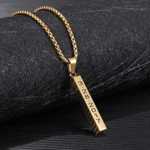 Vista 5 de Lam Hub Fong Collar grabado para hombre, collar de oro para mujer, collar personalizado de acero inoxidable con inicial de nombre para hombres
