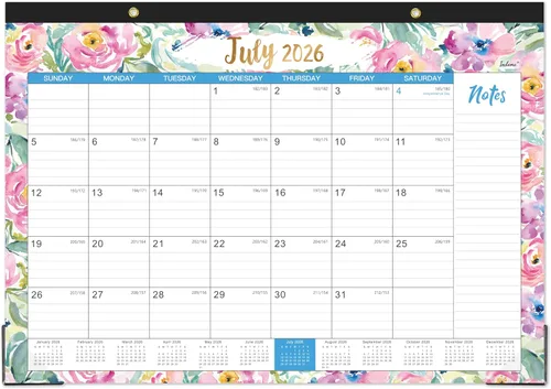 Vista 9 de Calendario de escritorio 2026-2027 – julio 2026 – diciembre 2027, calendario de escritorio mensual grande de 18 meses, 22 x 17 pulgadas, almohadilla