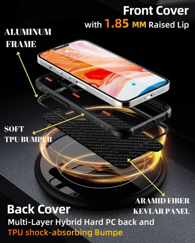Vista 4 de CaseBorne R - Funda compatible con iPhone 13 / iPhone 14, protección a prueba de golpes, grado militar probado en caídas de 12 pies, marco