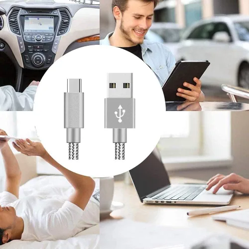 Vista 7 de [Paquete de 2, 3.3 pies] Cable USB C de carga rápida USB A a tipo C, cable de carga trenzado para Samsung Galaxy A13 A03s A32 A52 A53, S22 S9 S10E
