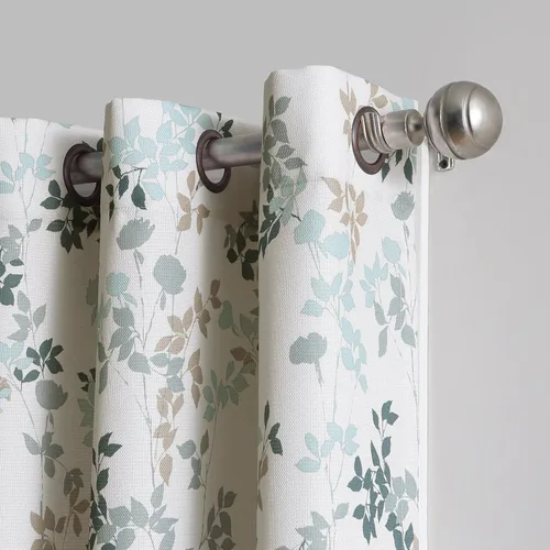 Vista 2 de No. 918 Marra - Panel de cortina semitransparente con ojales y estampado floral, 48 x 95 pulgadas, puerto
