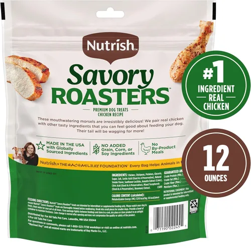 Vista 3 de Nutrish Savory Roasters Receta de Pollo Premium Golosinas para Perros, Bolsa de 12 oz. (Rachael Ray)