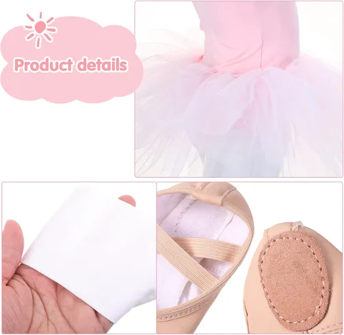 Vista 4 de Jeere 3 Piece Leotard Ballet Set Cute Dance Tutu Dress Pink Ballet Yoga Shoes Soft Dance Tight for Girl's Gymnastics Ballet