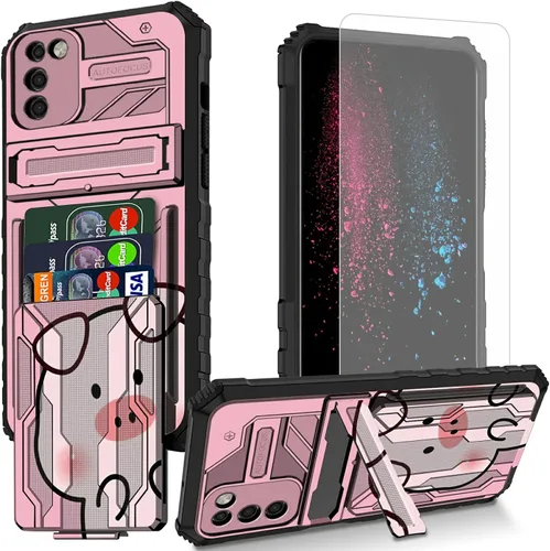 Vista 22 de Funda para teléfono Samsung Galaxy A54 con protector de pantalla, funda con ranura para tarjetas desmontable incorporada, con función atril, a