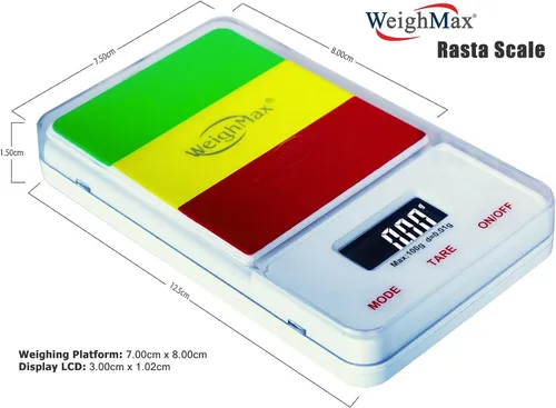 Vista 5 de Weighmax Dream Series - Báscula digital de bolsillo, 100 x 0.00 oz, Rasta