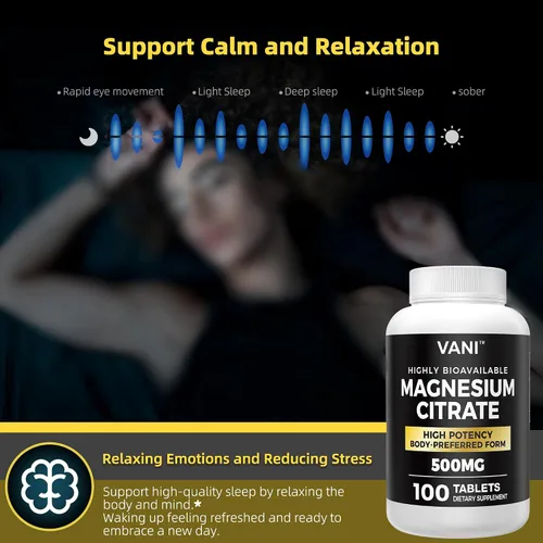 Vista 4 de Citrato de magnesio 500 mg 100 comprimidos - Vegano seguro, alta absorción