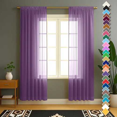 Vista 40 de YHSF Cortinas traslúcidas – Juego de 2 paneles para decoración del hogar – Elegantes cortinas de gasa sólida con bolsillo para barra