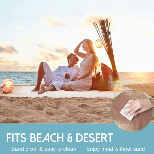 Vista 5 de Manta de pícnic, 2 en 1 para exteriores, impermeable y manta, alfombra de playa grande plegable para 4 a 6 adultos, perfecta como manta de yoga