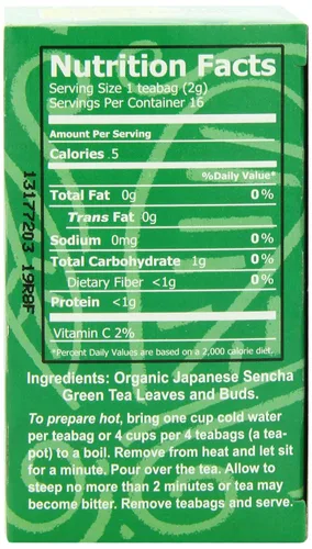 Vista 2 de Haiku Té orgánico, verde sencha japonés, 16 bolsitas de té (paquete de 6)