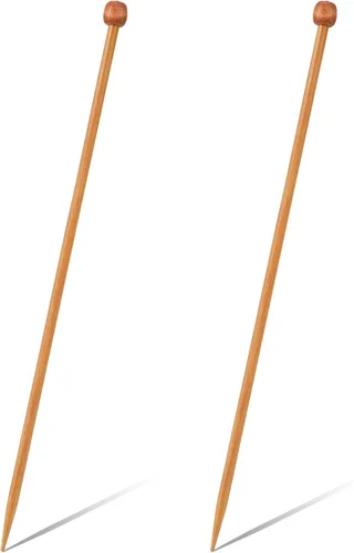 Vista 8 de Aguja de tejer de bambú de 0.394 in recta, de un solo punto, agujas de tejer de madera de 10 pulgadas de largo, para suéter de madera, agujas