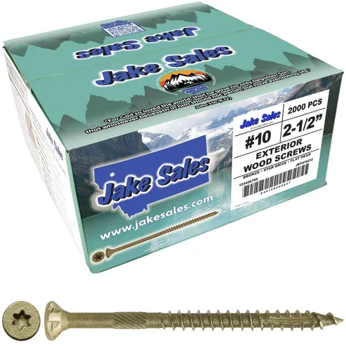 Vista 281 de 8 x 1 revestimiento exterior recubierto de bronce, tornillo de madera multiusos compatible con ACQ, cabeza plana Torx/Star Drive de 1 libra, 288