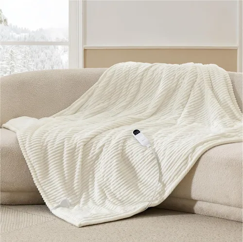 Vista 20 de Bedsure GentleSoft - Manta eléctrica individual – Manta térmica de franela suave acanalada, calefacción con 6 ajustes de tiempo (hasta 10 horas), 6