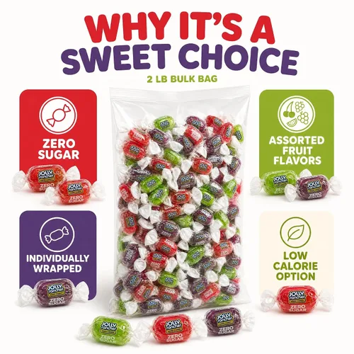 Vista 7 de Caramelos duros sin azúcar envueltos individualmente, 2 libras, caramelos Dulces surtidos con sabores de frutas, cuencos de dulces, oficinas