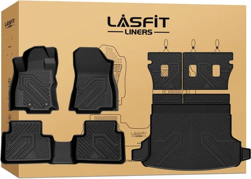 Vista 13 de LASFIT Alfombrillas de Piso Compatibles con Nissan Armada 2017-2018 / Infiniti QX56 2011-2013 / Infiniti QX80 2014-2018, TPE Para Todo Clima Ajuste