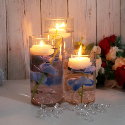 Vista 8 de LARDUX Flores artificiales para velas flotantes, centro de mesa de boda, mini orquídea, relleno de floreros para boda, mesa de comedor, fiesta