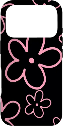 Vista 30 de Pink Black Flower Retro Modern Boho Floral Aesthetics Case for iPhone 17