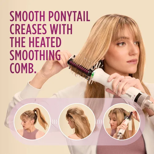 Vista 7 de Shark HT212 SmoothStyle - Peine térmico + cepillo secador con bolsa de almacenamiento resistente al calor, modo dual, para todo tipo de cabello, seda