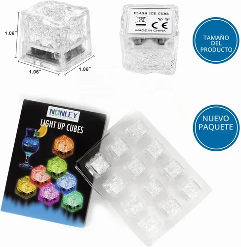 Vista 8 de Cubos de hielo iluminados, paquete de 12/24/60/96 cubos de hielo LED multicolor para bebidas con luces cambiantes, IP67, impermeable, reutilizable