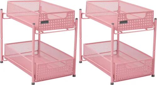 Vista 8 de Mind Reader HCABASK2T-BLK - Armario de 2 niveles, talla única , 2 niveles de color rosa resistente.