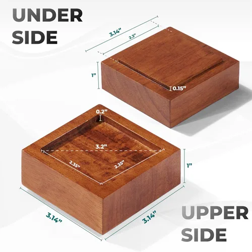 Vista 2 de Elevadores de cama (juego de 8) elevadores de muebles de 1 pulgada, 2 o 3 pulgadas, elevadores de madera natural maciza para cama, muebles, mesa