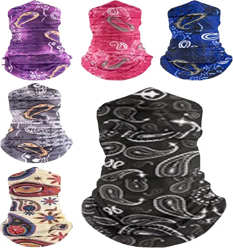 Vista 20 de Paquete de polainas para el cuello, máscara facial UV, pasamontañas, pasamontañas, bufanda mágica, diadema para la cabeza para mujeres y hombres