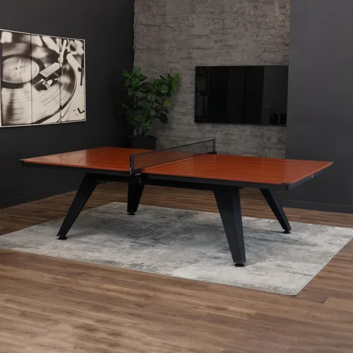 Vista 6 de STIGA Mesa de ping pong ultra interior – Mesa de ping pong de grano de madera de 0.709 in con marco de acero, red de torneo y poste, niveladores