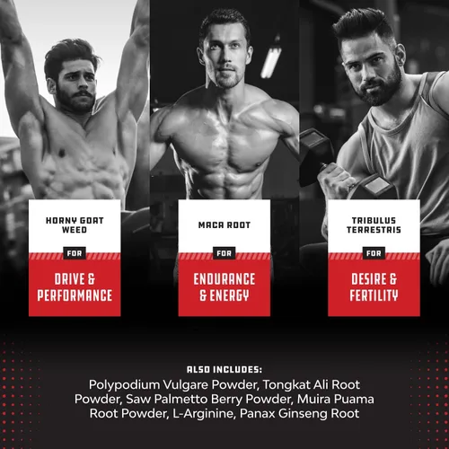 Vista 5 de Potenciador de testosterona extra fuerte para hombres, suplemento natural para hombres con hierba de cabra cachonda, raíz de maca, Tongkat Ali