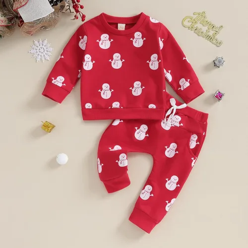 Vista 2 de Conjunto de sudadera de Papá Noel para bebé, niño, niña, ropa de Navidad para otoño e invierno