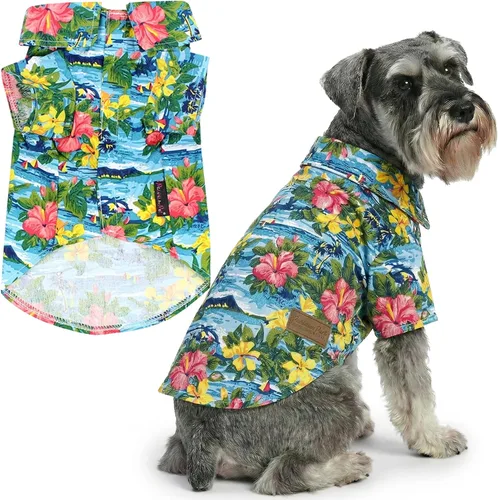 Vista 38 de Parisian Pet Camisa para perro de Amazonia - Ropa de algodón para perros pequeños - Elegante traje tropical para perros - Ropa ligera y suave