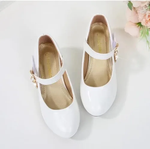 Vista 2 de Zapatos brillantes Mary Jane para niña, tacón bajo, princesa, flores, boda, fiesta de cumpleaños, zapatos planos