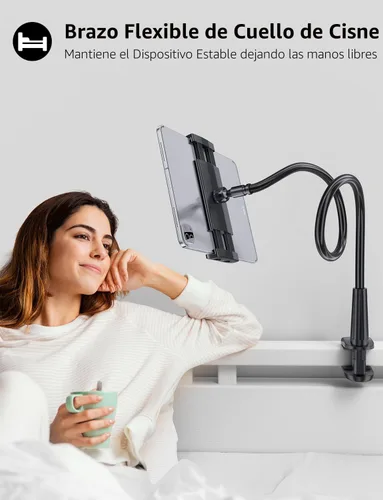 Vista 3 de Tryone Soporte para tablet de cuello de cisne para cama, ajustable, flexible, soporte para tabletas, abrazadera en la mesa, compatible con iPad Air