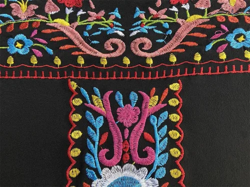 Vista 3 de Melliflo Camisas mexicanas de manga larga para mujer, blusa campesina bordada floral, estilo étnico, camisetas bohemias
