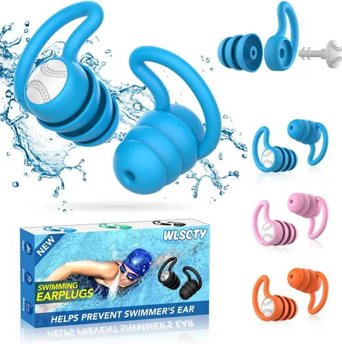 Vista 10 de Tapones para los oídos de natación impermeables, 1 par de tapones de silicona para los oídos para adultos y niños, tapones para los oídos