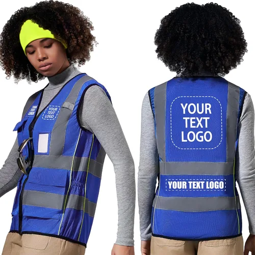 Vista 32 de A-SAFETY Chaleco de Seguridad Reflejante de Alta Visibilidad con Logo Personalizado (XS-8XL)