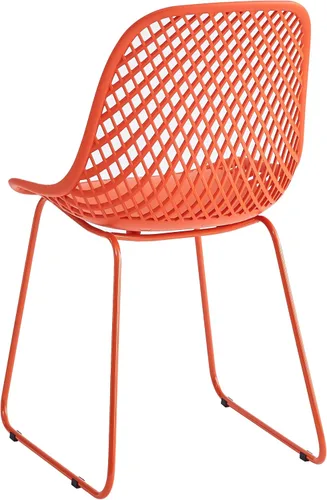 Vista 8 de Juego de 2 sillas de comedor modernas de plástico, sillas estables de cocina para interiores y exteriores con patas de metal para cafeterías