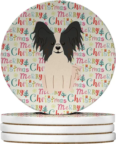 Vista 154 de Abyssinian Sand Terrier Merry Christmas - Posavasos grandes de piedra arenisca (4 unidades)