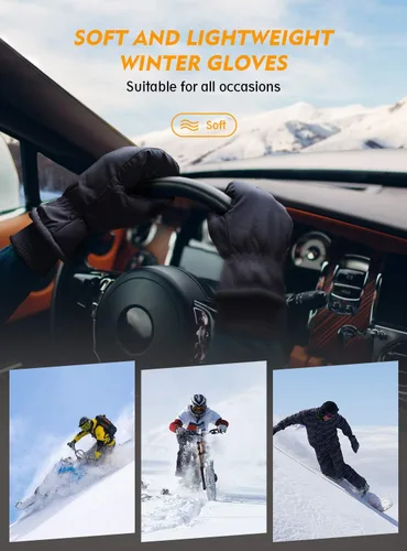 Vista 6 de TRENDOUX Guantes de invierno para hombre y mujer, 3M Thinsulate, cálidos, térmicos, impermeables, guantes de esquí