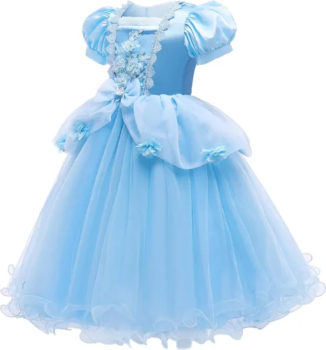 Vista 5 de Hellet Disfraces de princesa para niñas, manga abombada, disfraz de fiesta de cumpleaños con accesorios