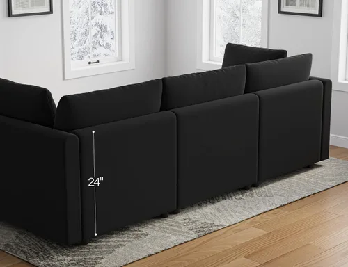 Vista 5 de Txtin's - Sofás Cloud para sala de estar, sofá seccional en forma de L con otomán, sofá de 4 plazas de felpa profunda, sofá moderno para Negro